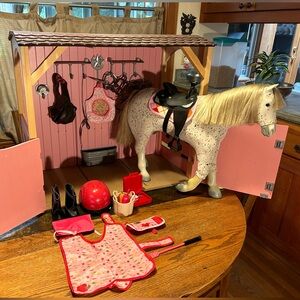 American Girl Saige’s Horse Picasso with Our Generation Stable and Accessories